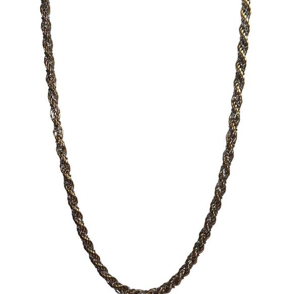 Vintage Monet Gold & Silver Tone Twisted Rope Chain Heavy Duty Necklace - Picture 4 of 6